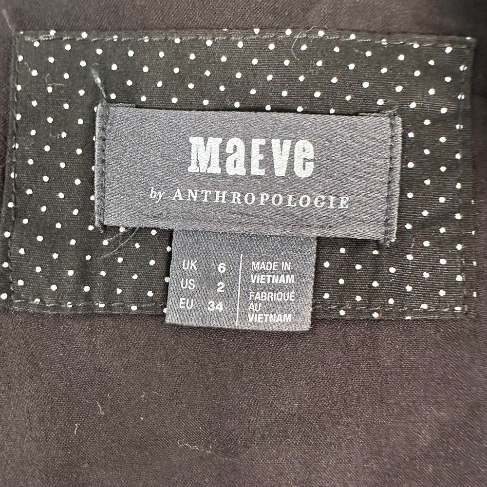 Maeve Anthropologie Mairead Fit & Flare Midi Dress Sz 2 Abstract Black White - Picture 3 of 11